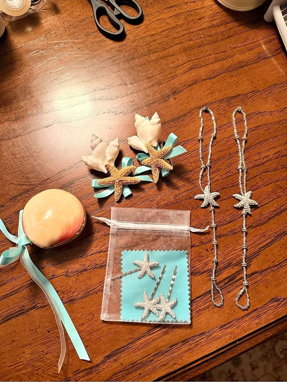 Starfish Jewelry Set in Gold & Green